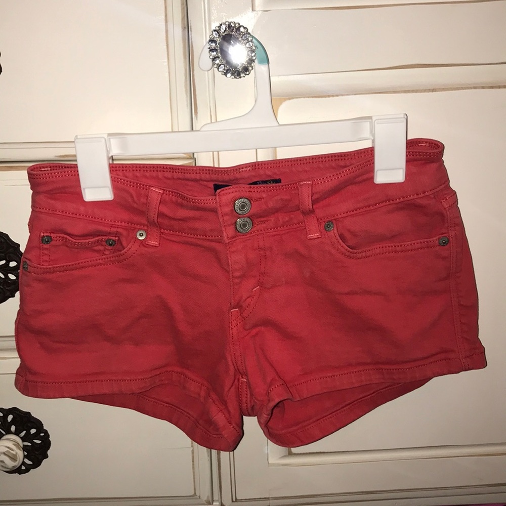 Red Levi jean shorts